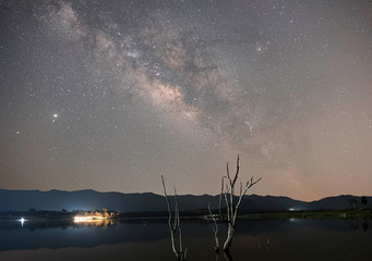 The stars and the milky way in the night sky are very beautiful.