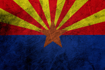 Flag of arizona, USA, on a grunge metal texture
