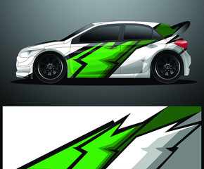 Fototapeta premium Rally car decal graphic wrap vector, abstract background