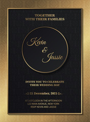 Dark gold wedding invitation template