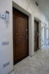 New Wooden Door. Interior front foyer view.