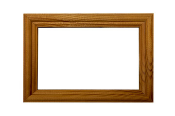 Isolated brown wooden frame for close-up photos. isolate