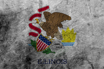 Flag of illinois, USA, on a grunge metal texture