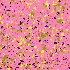 Terrazzo floor marble seamless hand crafted pattern. Traditional venetian material.Granite and quartz rocks and sprinkles mixed on polished surface.Abstract vector background for architecture designs