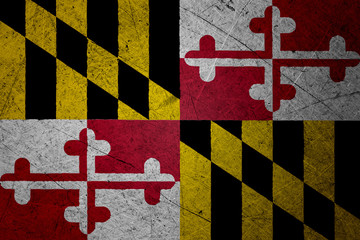 Flag of maryland, USA, on a grunge metal texture