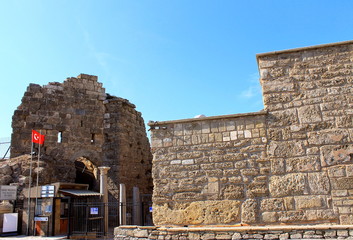 Antique ruins and sights of the Turkish resort town of Side