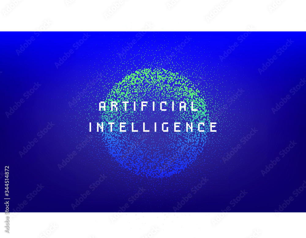 Aufkleber Dotted sphere made of particles. Cover or poster for high tech systems: Artificial Intelligence, Deep Learning, Neural networks.