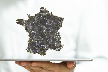 3d Digital France map country illustration