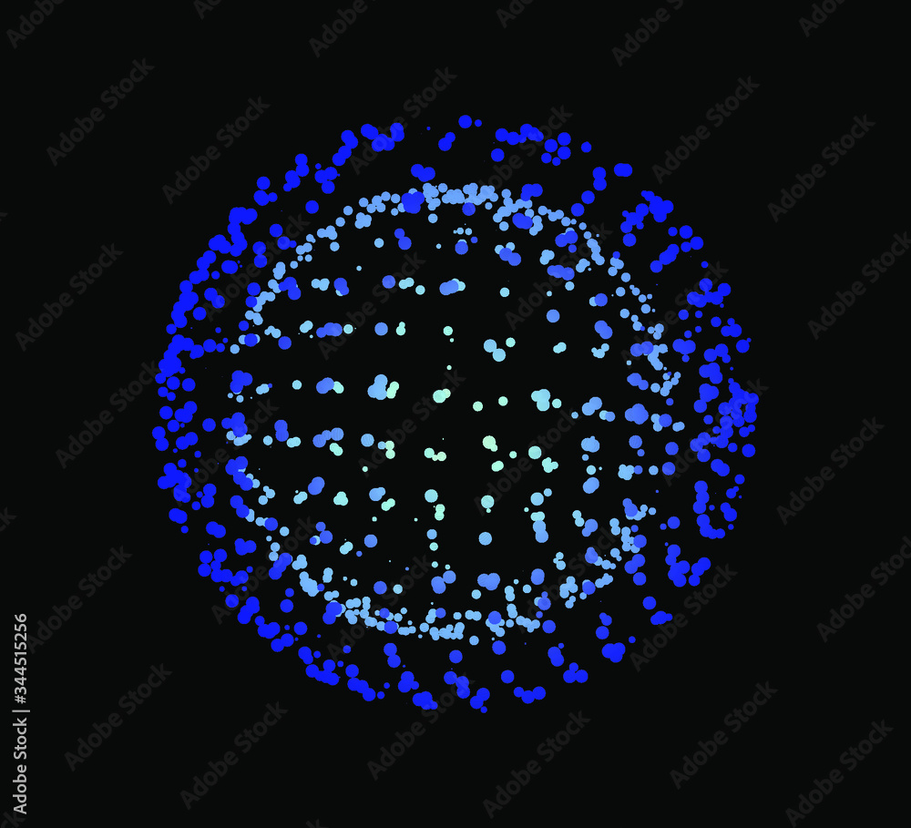 Aufkleber Dotted sphere made of particles. Cover or poster for high tech systems: Artificial Intelligence, Deep Learning, Neural networks.