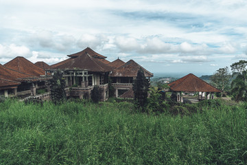 abandoned building with dirty walls and broken roof