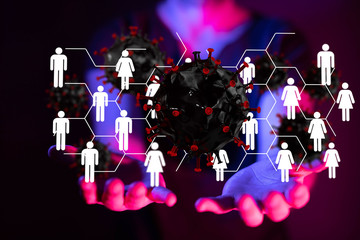 virus. Novel, people  Concept  quarantine.