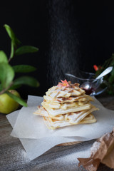 Viennese waffles homemade. tasty and healthy breakfast. homemade cakes and kitchen