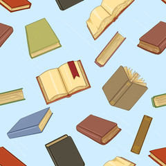 Vector Seamless Pattern of Cartoon Books