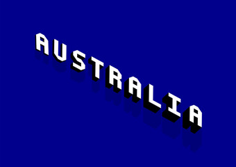 Australia text with 3d isometric effect