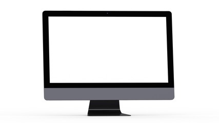 Fototapeta premium flat monitor white screen computer, pc display digital illustration screen and slim 3d