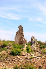 Antique ruins and sights of the Turkish resort town of Side