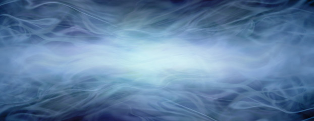 Midnight petrol blue flowing background  -  wide background with a dark border and lighter central panel with a gaseous ethereal energy field effect  
