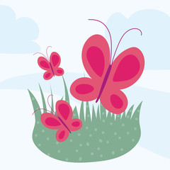 cute butterfly, animal in kawaii style