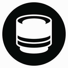 Light camera lens icon in a circle. Vector icon.