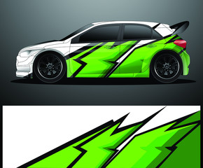 Fototapeta premium Rally car decal graphic wrap vector, abstract background