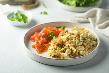 Scrambled eggs with smoked salmon