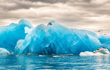 Jokulsarlon Glacier Lagoon in Iceland during sunset