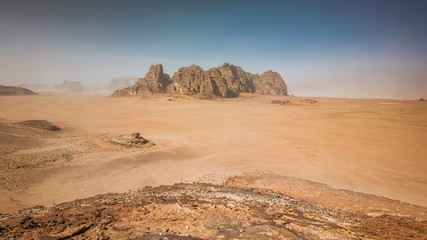 Fototapeta na wymiar Rocks, architecture and sand in Petra Jordan