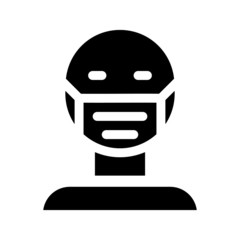 vector illustration of man using surgical mask icon