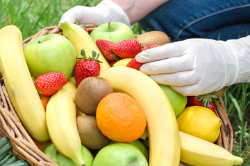 Use protective gloves in the time of virus corona (covid-19) in touch with food