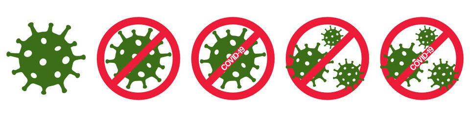 Set of Green Coronavirus 2019-nCoV, Virus, COVID-2019 icon. Outbreak, Pandemic, concept. Vector illustration.