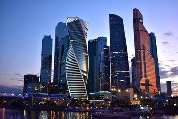 The business district of Moscow - Moscow City at sunset