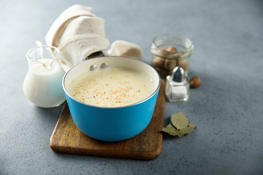Homemade traditional bechamel sauce