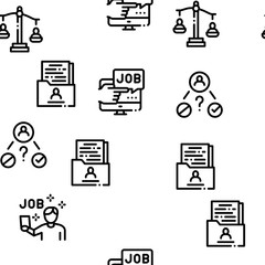 Recruitment And Research Employee Seamless Pattern Vector Thin Line. Illustrations