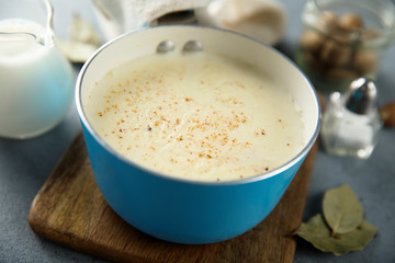 Homemade traditional bechamel sauce