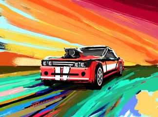 American 70s customized muscle car