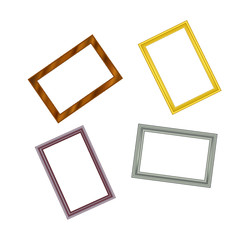 Set of rectangular frames. The frame is wooden, gold and silver.