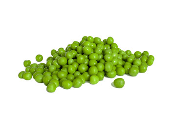 heap of fresh green peas on a white background close-up. isolate