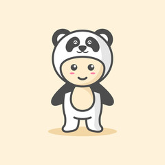 Cute panda costume character vector illustration