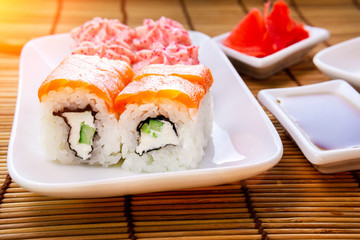 Philadelphia Roll with cream cheese, wrapped with fresh salmon