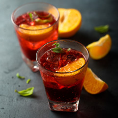 Homemade refreshing citrus cocktail served for two