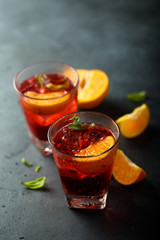 Homemade refreshing citrus cocktail served for two