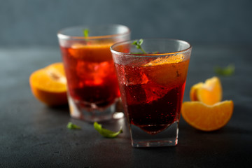 Homemade refreshing citrus cocktail served for two