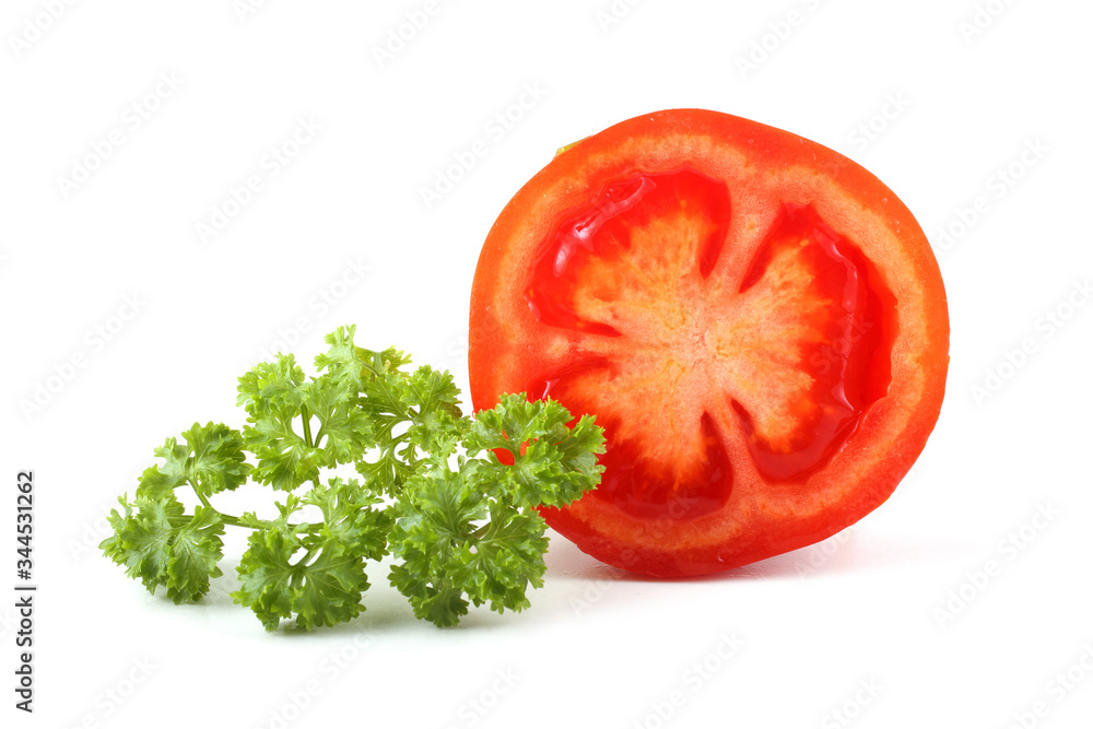 Wall mural Half of tomato with parsley