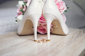 wedding shoes on the table