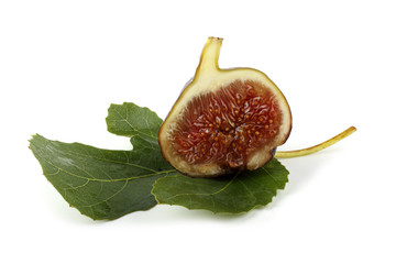 Fig half on leaf