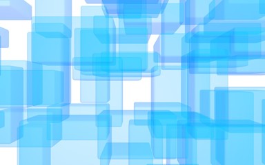 Blue and white abstract digital and technology background. The pattern with repeating rectangles. 3D illustration