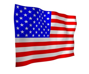 Fototapeta premium Waving flag of the United States of America. Stars and Stripes. State symbol of the USA. 3D illustration