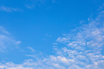 Blue sky with white clouds background.