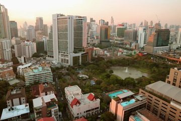 Stunning Cityscape of Downtown Bangkok in the Evening, Thailand