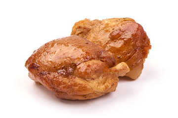 Grilled chicken kebab, BBQ, isolated on white background